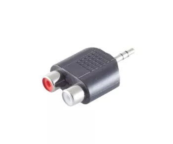 DINIC Audioadapter 3,5mm Klinkenstecker auf 2x Cinchbuchse, schwarz, DINIC Box mit Euroloch